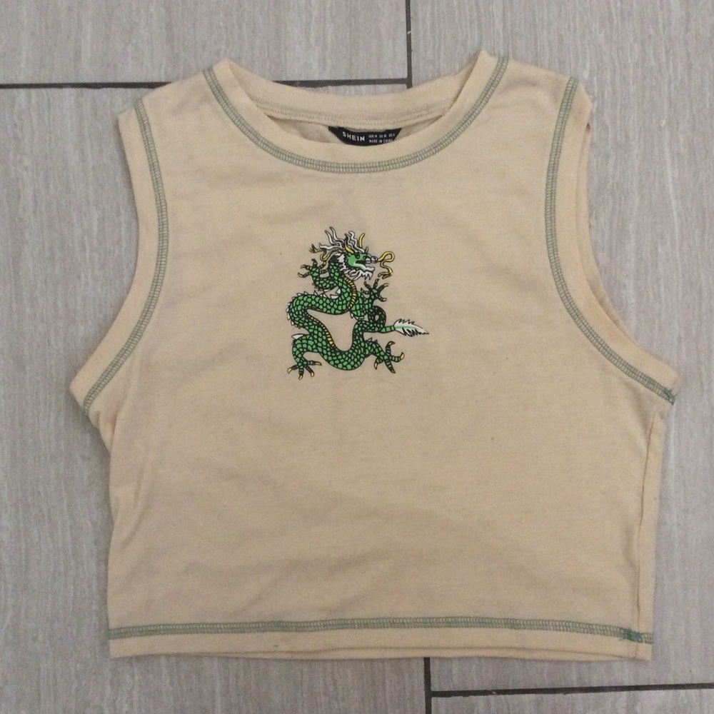 Dragon print Crop Top Shein